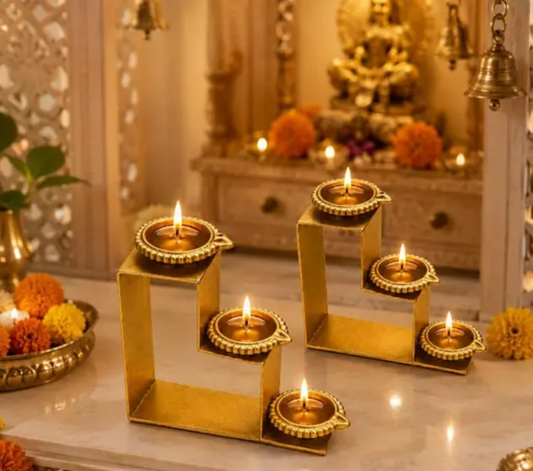 Elegant Golden Diya Stand